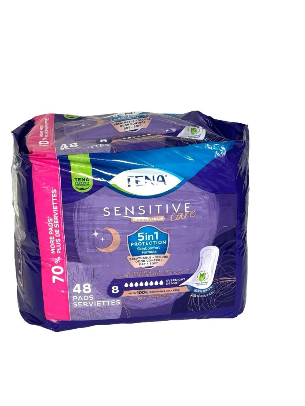 Tena Sensitive Overnight Care Pads 48 Count New Other